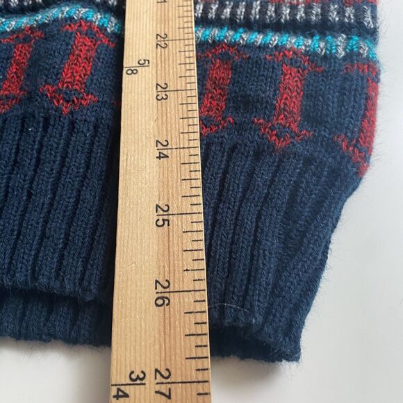 BKI Knits VINTAGE Sweater Mens Medium Blue Red Patterned Eclectic Grandpa USA - Picture 4 of 6